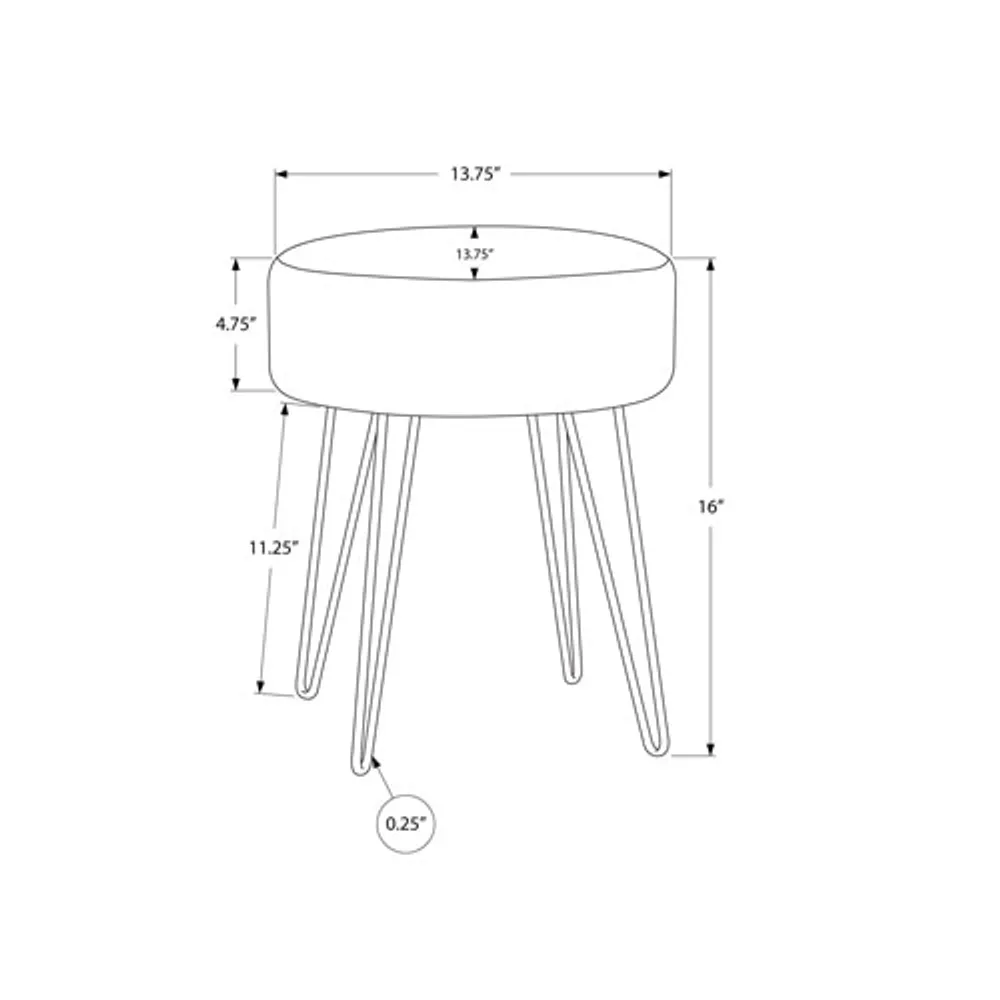 Monarch Round Hairpin-Leg Fabric Ottoman