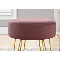 Pouf rond en tissu à pattes effilées de Monarch - Prune/Doré