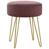 Pouf rond en tissu à pattes effilées de Monarch - Prune/Doré