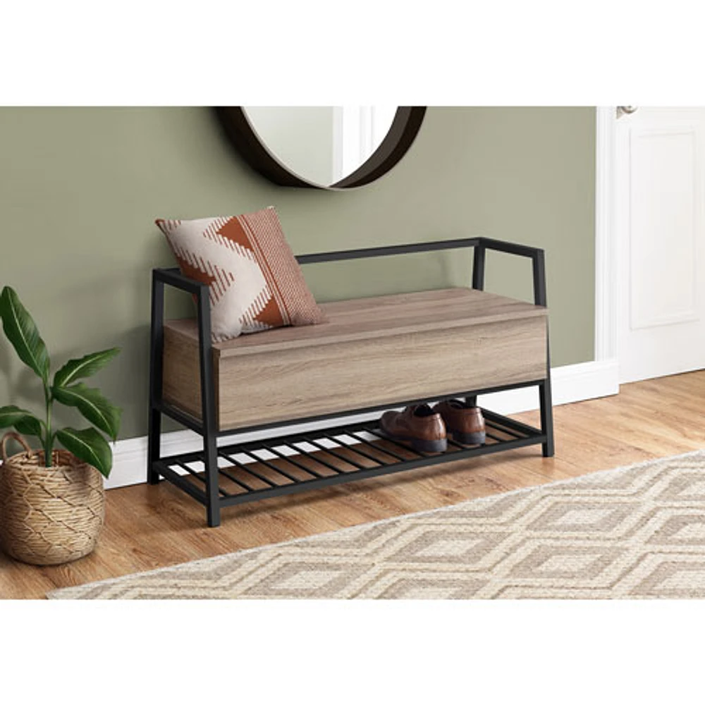 Monarch Contemporary Storage Entryway Bench with Shoe Rack