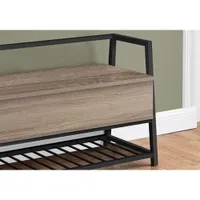 Monarch Contemporary Storage Entryway Bench with Shoe Rack - Dark Taupe