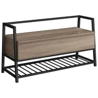 Monarch Contemporary Storage Entryway Bench with Shoe Rack - Dark Taupe