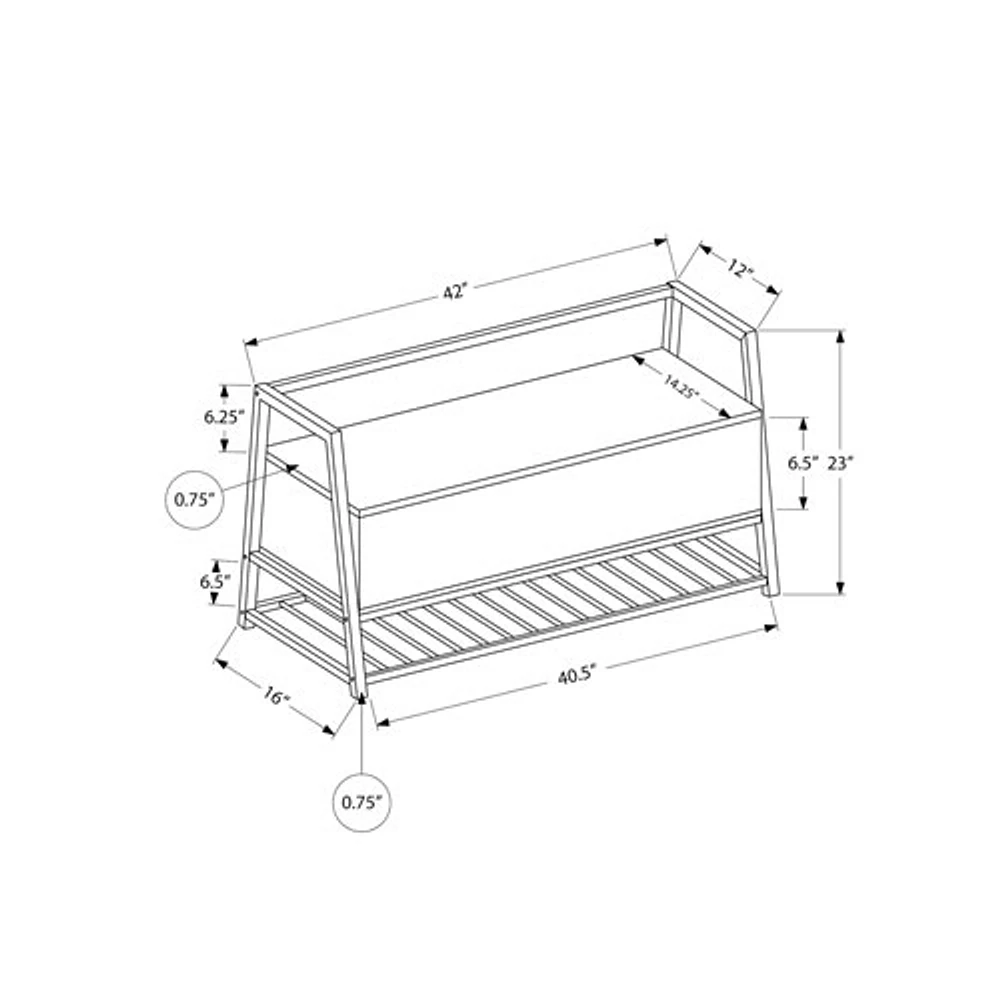 Banc d'entrée contemporain avec espace de rangement et porte-chaussures de Monarch - Gris