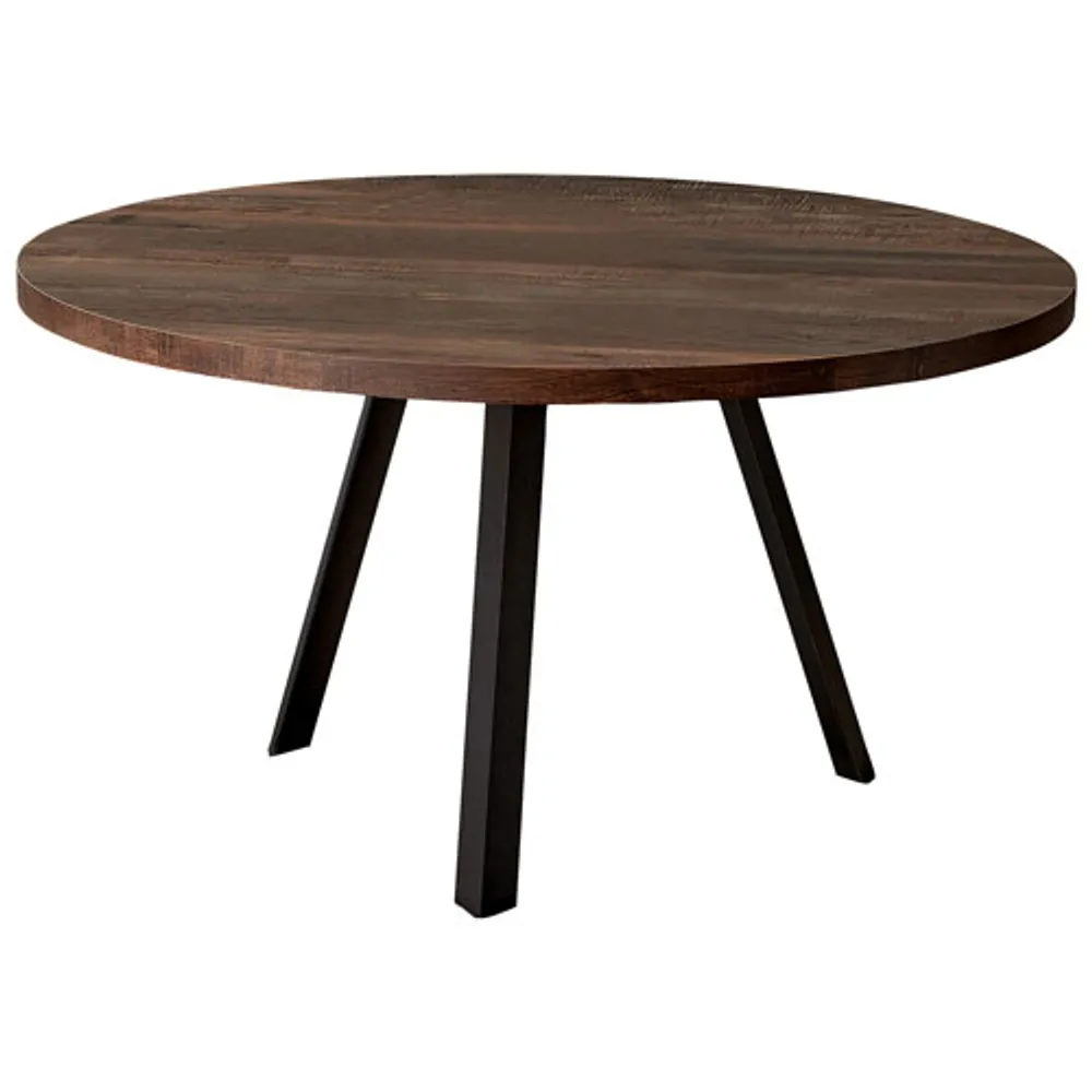 Table basse ronde contemporaine à l'aspect de bois récupéré de Monarch - Brun