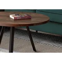 Monarch Contemporary Reclaimed Wood-Look Round Coffee Table - Brown