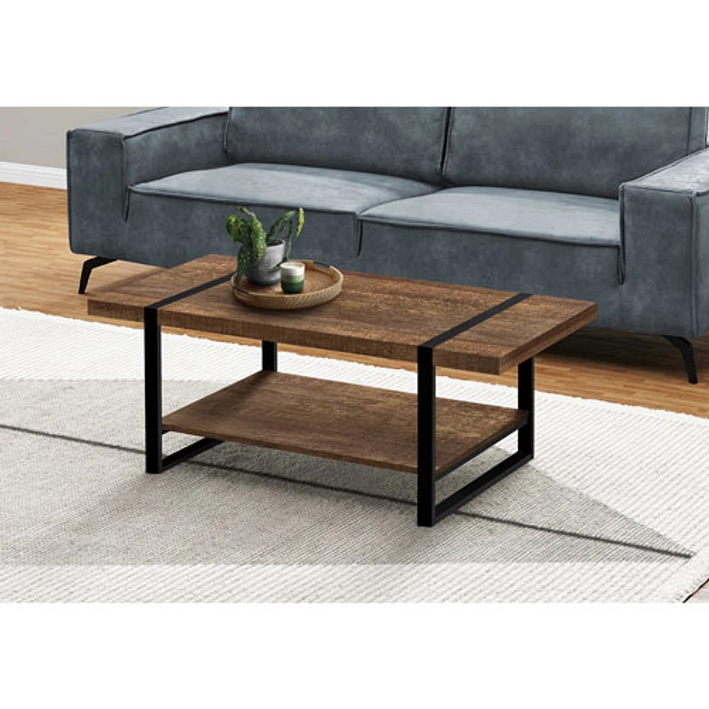 Table basse rectangulaire contemporaine avec aspect de bois récupéré de Monarch - Brun