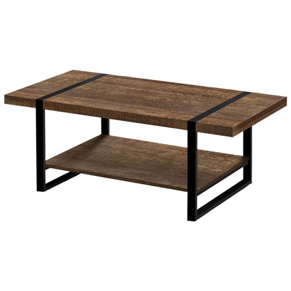 Table basse rectangulaire contemporaine avec aspect de bois récupéré de Monarch - Brun