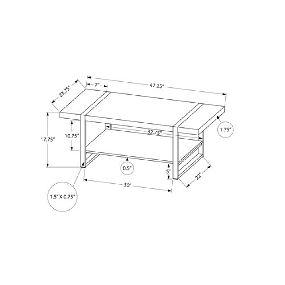 Monarch Contemporary Reclaimed Wood-Look Rectangular Coffee Table - Brown