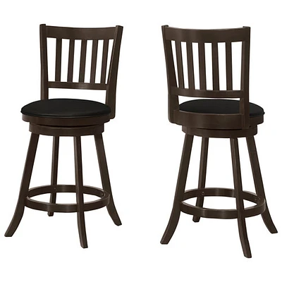 Monarch Traditional Counter Height Swivel Barstool - Set of 2 - Espresso