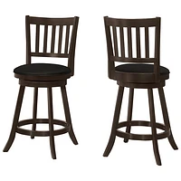 Monarch Traditional Counter Height Swivel Barstool - Set of 2 - Espresso