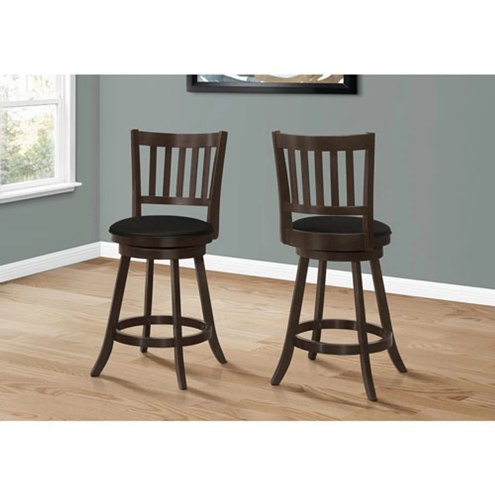 Monarch Traditional Counter Height Swivel Barstool - Set of 2 - Espresso