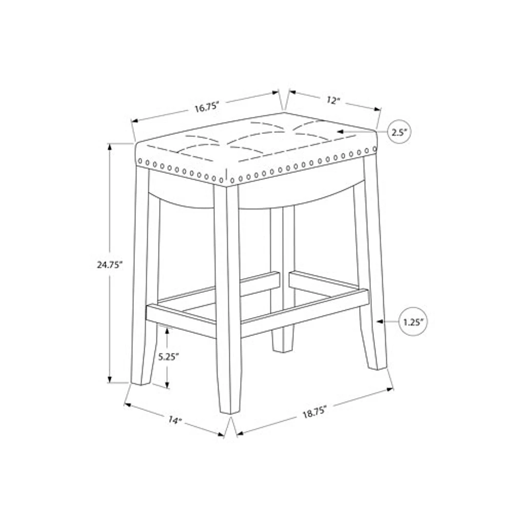 Tabouret de bar traditionnel à hauteur de comptoir de Monarch - Ensemble de 2