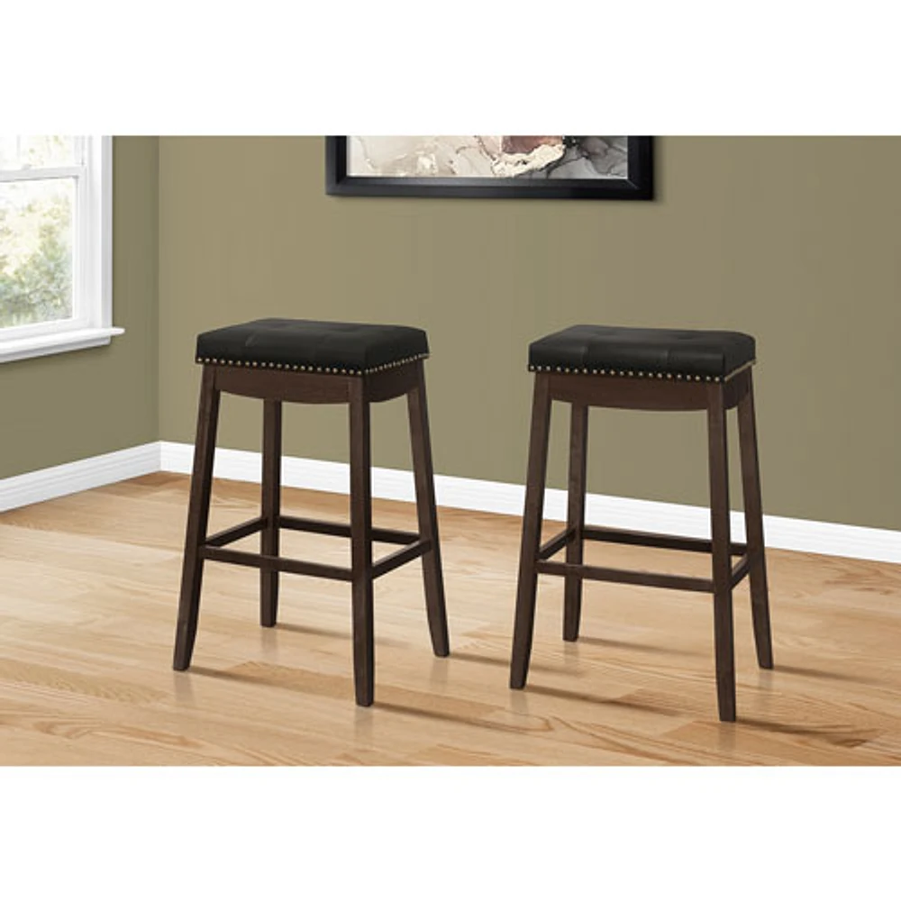 Monarch Traditional Bar Height Backless Barstool - Set of 2 - Espresso