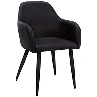 Chaise de salle à manger contemporaine à accoudoirs en similicuir Monarch - Ensemble de 2 - Noir