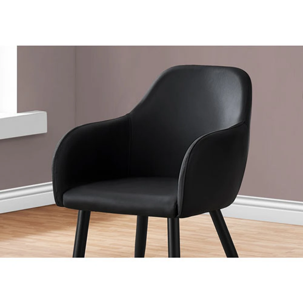 Chaise de salle à manger contemporaine à accoudoirs en similicuir Monarch - Ensemble de 2 - Noir