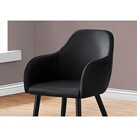 Chaise de salle à manger contemporaine à accoudoirs en similicuir Monarch - Ensemble de 2 - Noir