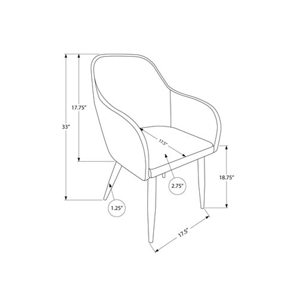Chaise de salle à manger contemporaine à accoudoirs en similicuir Monarch - Ensemble de 2 - Noir