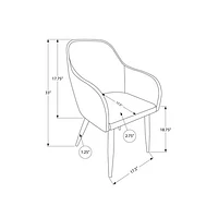 Chaise de salle à manger contemporaine à accoudoirs en similicuir Monarch - Ensemble de 2 - Noir