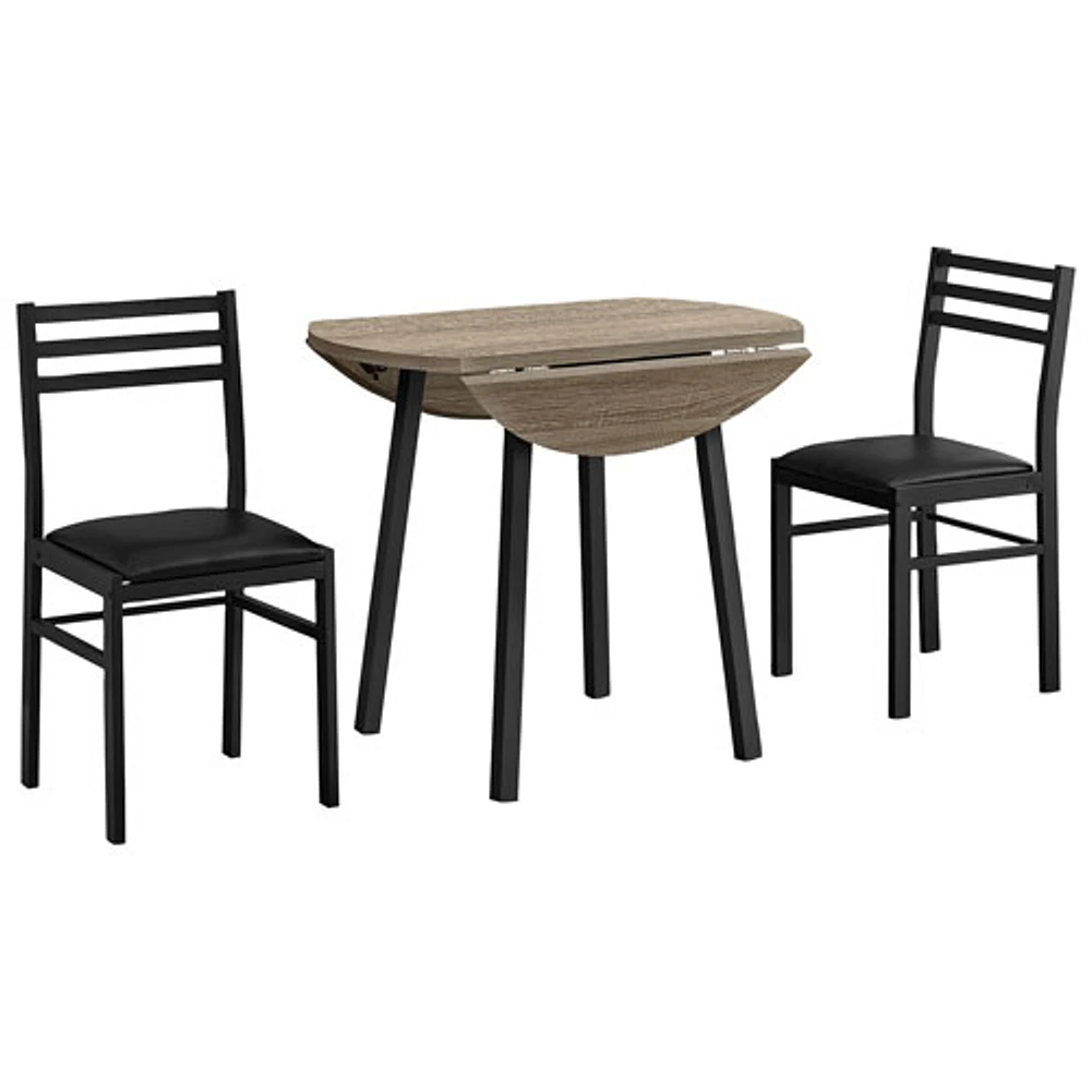 Contemporary 3-Piece Dining Set - Dark Taupe