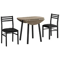 Contemporary 3-Piece Dining Set - Dark Taupe