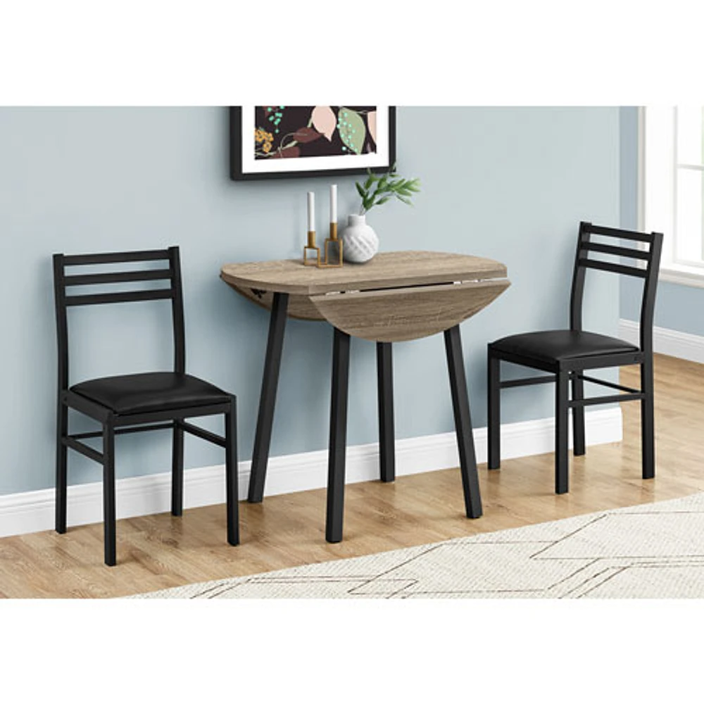 Contemporary 3-Piece Dining Set - Dark Taupe