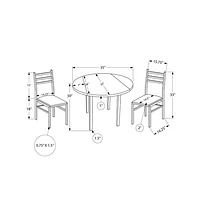 Contemporary 3-Piece Dining Set - Dark Taupe