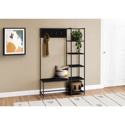 Monarch Contemporary 3-in-1 Hall Tree with Bench & Shelves