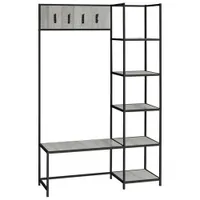 Monarch Contemporary 3-in-1 Hall Tree with Bench & Shelves - Grey