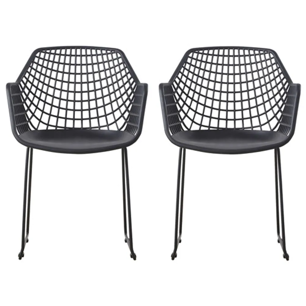 Honolulu Plastic Patio Chair - Set of 2 - Black