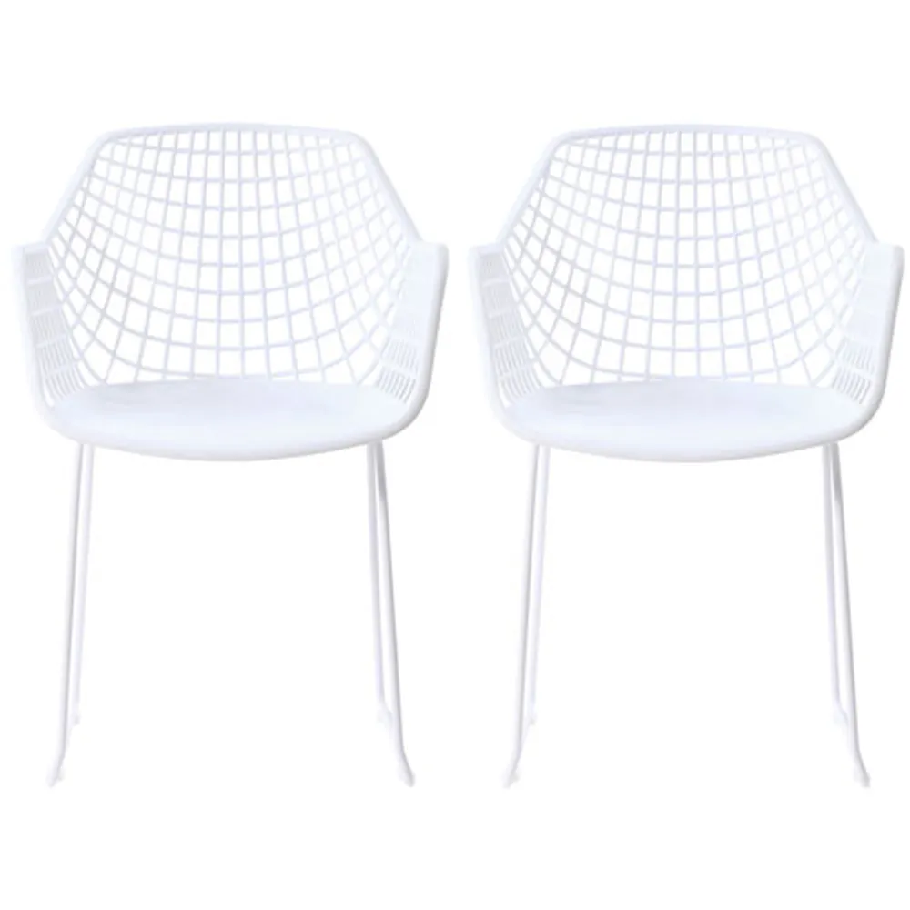 Honolulu Plastic Patio Chair - Set of 2 - White