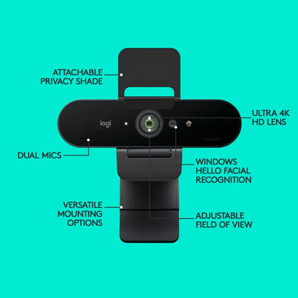 Logitech Brio 4K Pro Webcam with HDR & Noise-Cancelling Mics