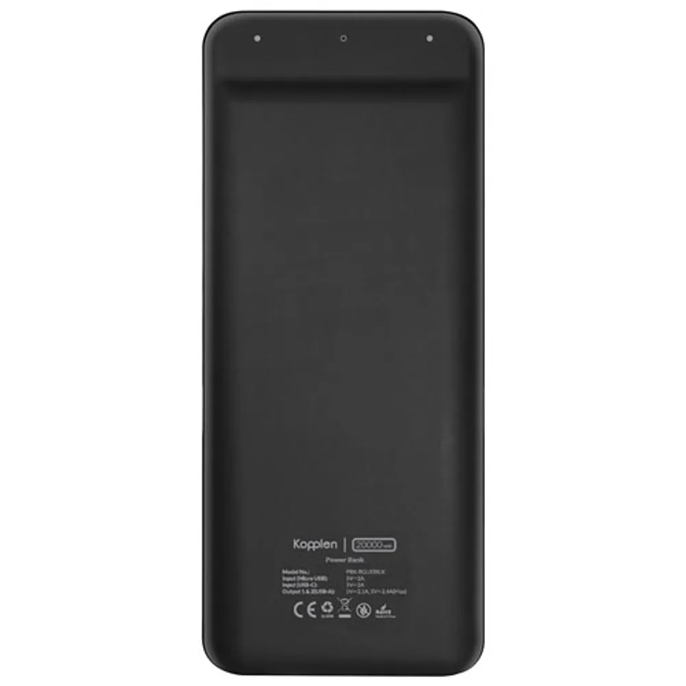 Kopplen Compact 20,000 mAh Dual USB Power Bank - Black