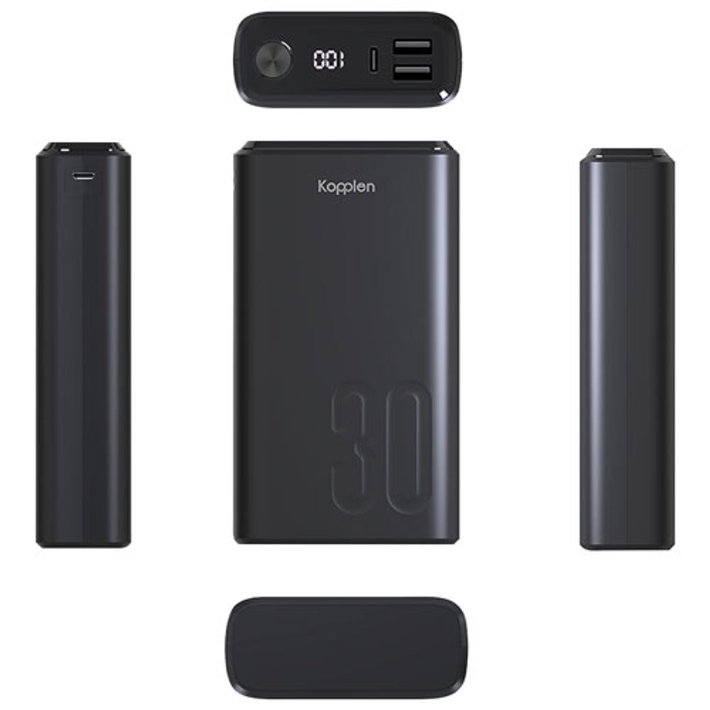 Kopplen Digital Display 30,000 mAh 22.5W Fast Charging USB Power Bank - Black