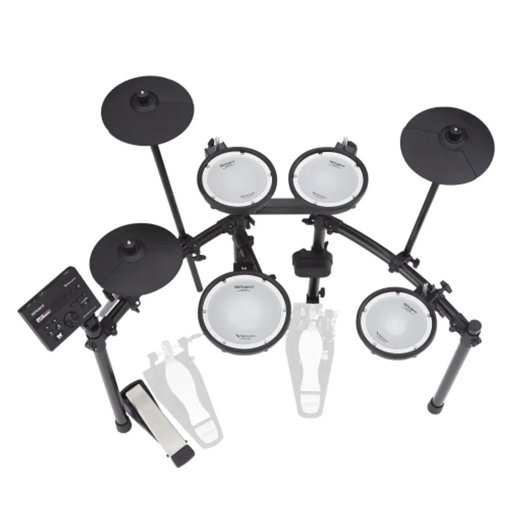 LyxJam 7-Piece Electronic Drum Set, Black Drum Kit with Throne Stool