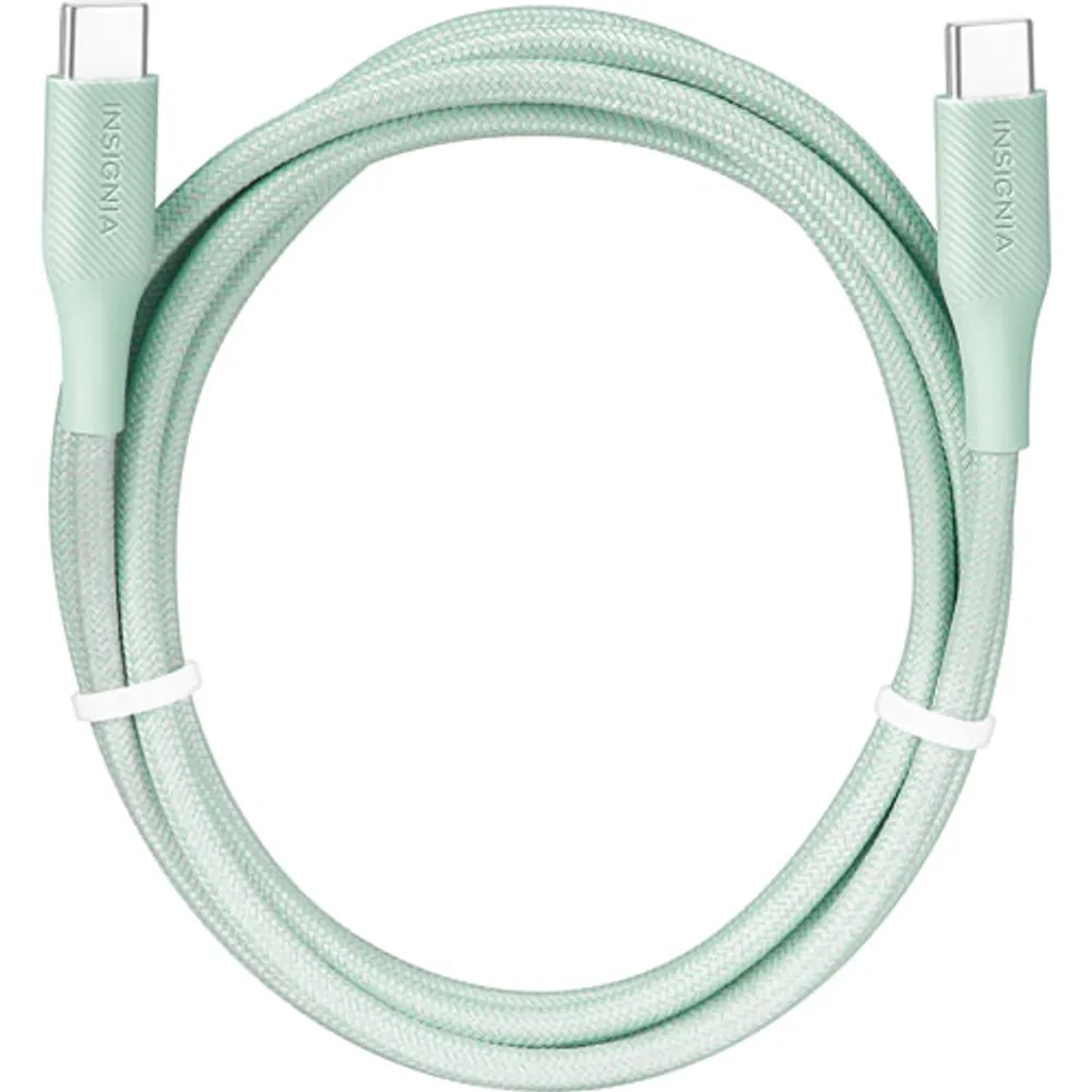 Insignia 1.5m (4.9 ft.) USB-C to USB-C Braided Cable (NS-MCCC5GR22-C) - Green