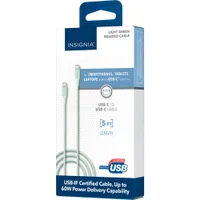 Insignia 1.5m (4.9 ft.) USB-C to USB-C Braided Cable (NS-MCCC5GR22-C) - Green