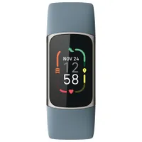 Fitbit Charge 5 Fitness Tracker with GPS, Heart Rate, Sleep & 6-Months Premium - Steel Blue