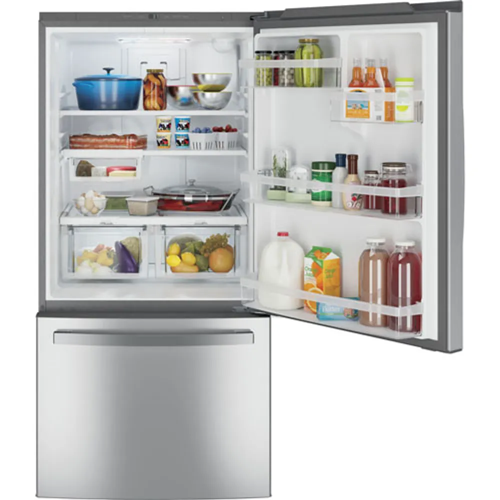 GE 33" 24.8 Cu. Ft. Bottom Freezer Refrigerator (GDE25EYKFS) - Stainless Steel