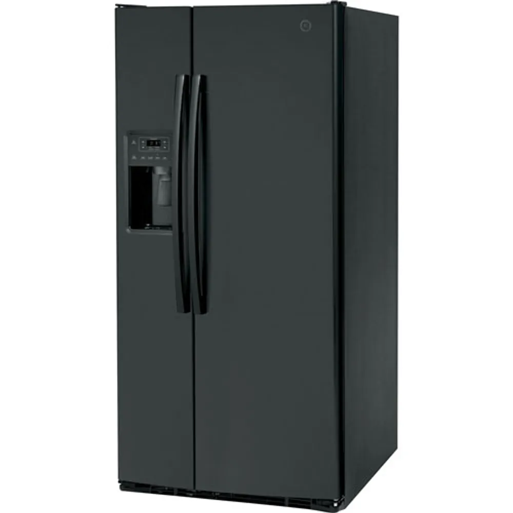 GE 33" 23 Cu. Ft. Side-By-Side Refrigerator with Water & Ice Dispenser (GSS23GGPBB) - Black