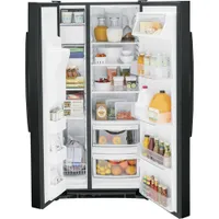 GE 33" 23 Cu. Ft. Side-By-Side Refrigerator with Water & Ice Dispenser (GSS23GGPBB) - Black