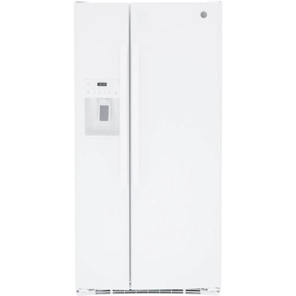 GE 33" 23 Cu. Ft. Side-By-Side Refrigerator with Water & Ice Dispenser (GSS23GGPWW) - White