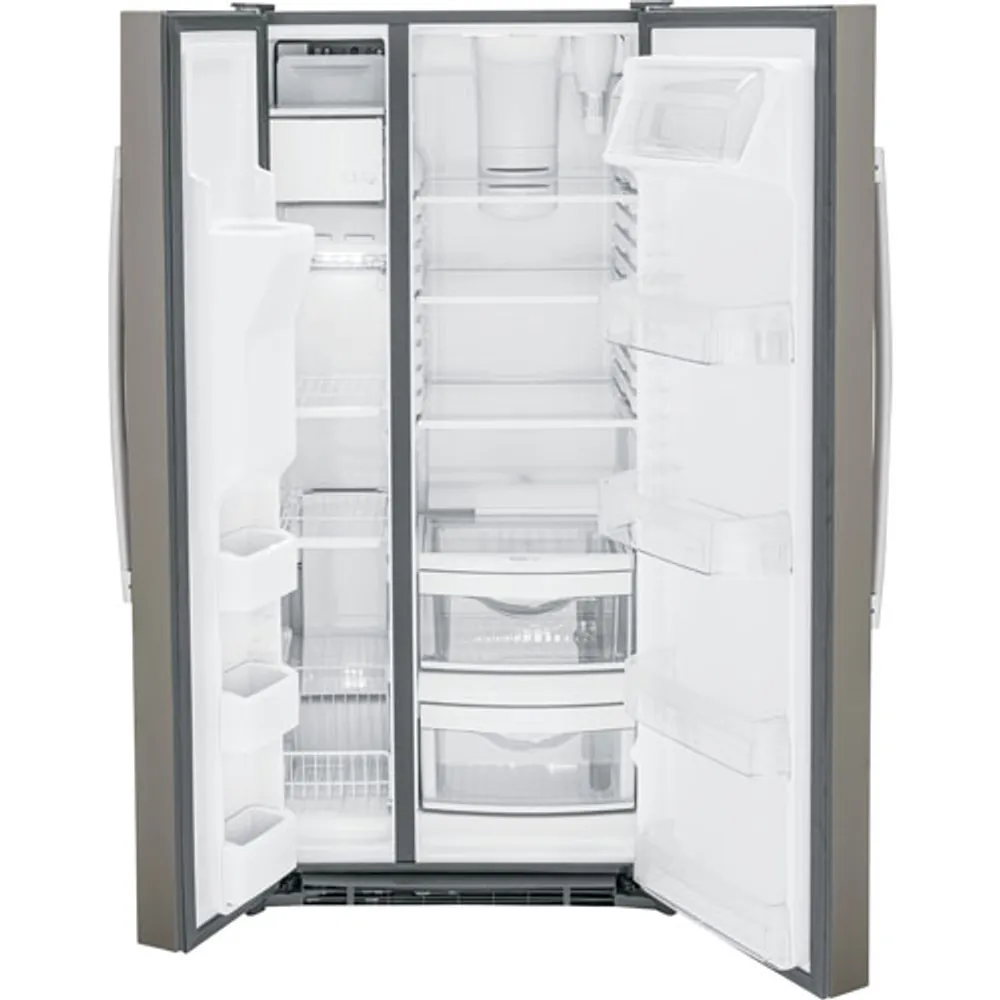 GE 33" 23 Cu. Ft. Side-By-Side Refrigerator with Water & Ice Dispenser (GSS23GMPES) - Slate