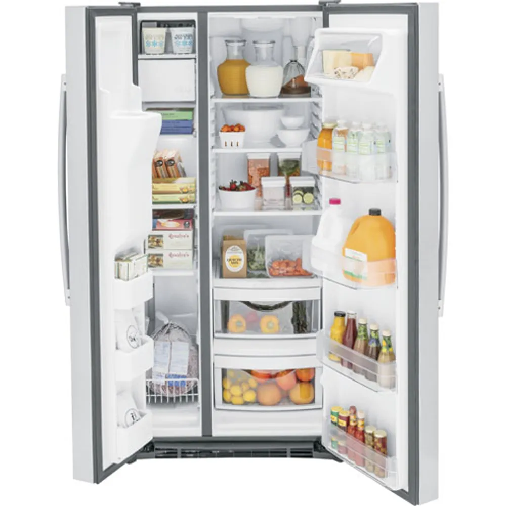 GE 33" 23 Cu. Ft. Side-By-Side Refrigerator with Water & Ice Dispenser (GSS23GYPFS) - Stainless Steel