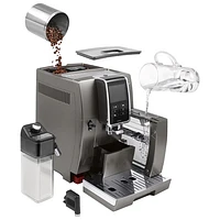 Machine à espresso automatique Dinamica Plus Connected de De'Longhi avec mousseur et moulin à café - Titane