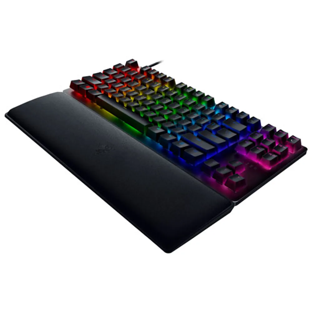 Clavier jeu mécanique ergonomique optique rétroéclairé sans pavé à touches rouges linéaires Huntsman V2 de Razer