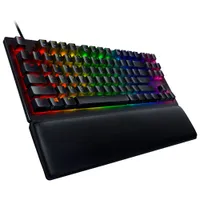 Clavier jeu mécanique ergonomique optique rétroéclairé sans pavé à touches rouges linéaires Huntsman V2 de Razer