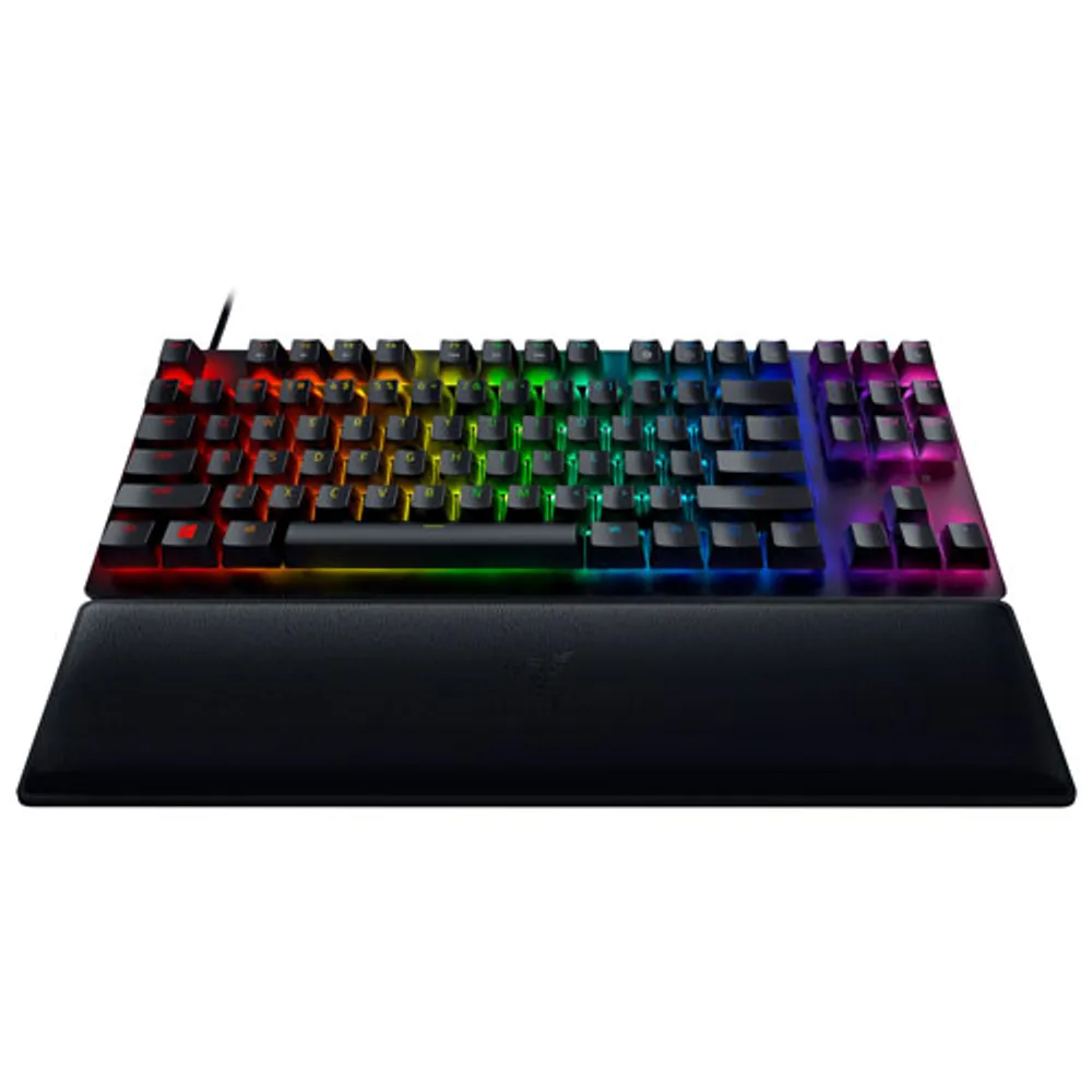 Clavier jeu mécanique ergonomique optique rétroéclairé sans pavé à touches rouges linéaires Huntsman V2 de Razer