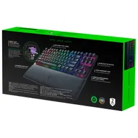 Clavier de jeu sans pavé numérique ergonomique optique rétroéclairé à clic violet Huntsman V2 Razer