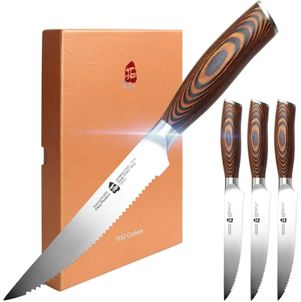 Tuo Cutlery German Steel 5 inch Utility Knife with Pakkawood Handle with Case - Fiery Series