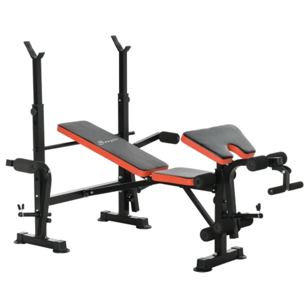 Soozier Adjustable Weight Bench with Leg Developer Barbell Rack